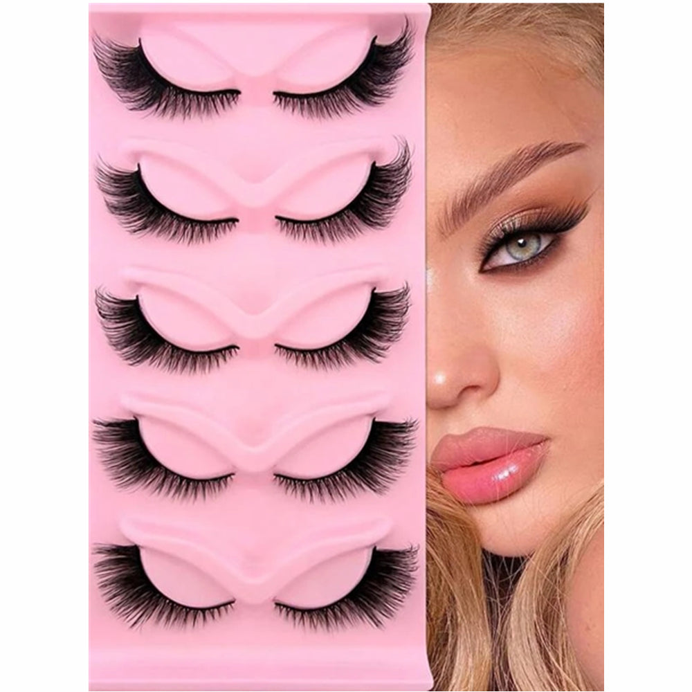 5 Pairs of Fluffy Cat Eye False Eyelashes - Perfect for Party, Dating & Stage Makeup!