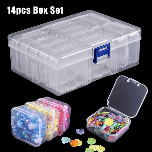 14pcs/set Clear Plastic Storage Boxes - Perfect for Jewelry, Beads, Nail Art, Hair Accessories & More - Organize Your Craft Supplies Easily!