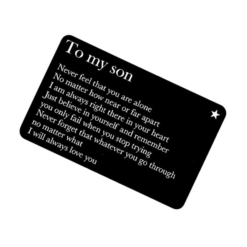 To My Son Wallet Insert Card Engraved Aluminum Alloy Wallet Card, Inspirational Gift For Son, I Will Always Love You Wallet Card From Dad Mom