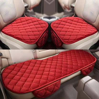 3pcs Car Seat Cushion, Non-Slip Rubber Bottom With Storage Pouch, Comfortable Memory Silk Cotton, Car Seat Pad Universal