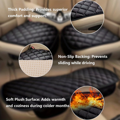 3pcs Car Seat Cushion, Non-Slip Rubber Bottom With Storage Pouch, Comfortable Memory Silk Cotton, Car Seat Pad Universal