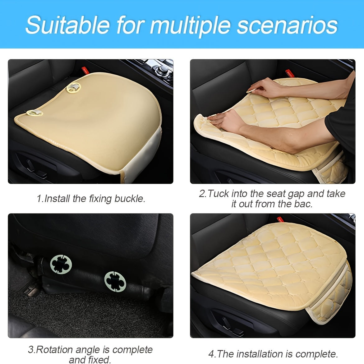 3pcs Car Seat Cushion, Non-Slip Rubber Bottom With Storage Pouch, Comfortable Memory Silk Cotton, Car Seat Pad Universal