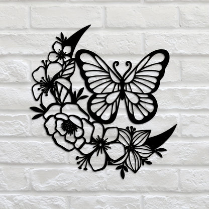 1 pièce, suspension murale moderne en forme de fleur de papillon, parfaite pour la décoration de la maison, les fêtes d'anniversaire et la décoration murale extérieure 