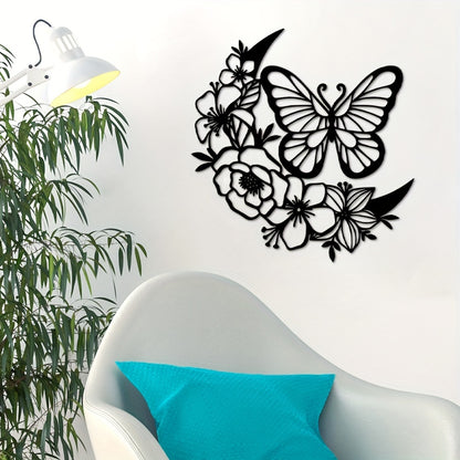 1 pièce, suspension murale moderne en forme de fleur de papillon, parfaite pour la décoration de la maison, les fêtes d'anniversaire et la décoration murale extérieure 