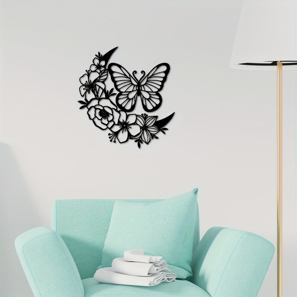 1 pièce, suspension murale moderne en forme de fleur de papillon, parfaite pour la décoration de la maison, les fêtes d'anniversaire et la décoration murale extérieure 