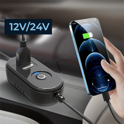 12V / 24V Portable Car Twin Head Fan USB Dual Fan Rear Seat Fan Baby Car Cooling Fan Low Noise Radiator Fan Car Ventiliator 360 Degrees Free Rotation