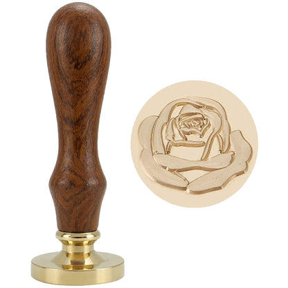 1pc Wax Seal Stamp - 25mm Removable Brass Head With Wooden Handle, Vintage Sealing Wax Stamp For Wedding Invitations Envelopes Wine Packages Greeting Cards, Bee/Tree Of Life/Rose/Heart/Rosemary