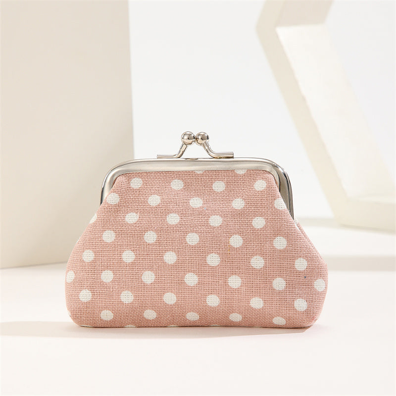 Stylish Polka Dot Kiss Lock Coin Purse - Convenient Earphone Storage Wallet