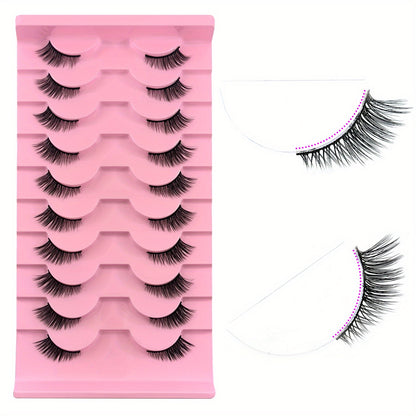 7 paires de faux cils demi-yeux, cils de vison moelleux naturels oeil de chat, cils longs et courts vaporeux 