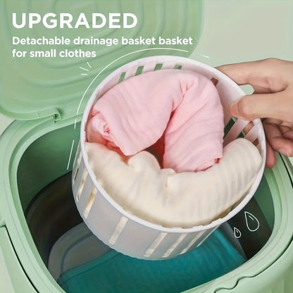 9L Portable Mini Washing Machine: 3 Modes, Effective Sterilizing Washer With Drain Basket - Perfect for Baby Clothes, Underwear, Socks & More!