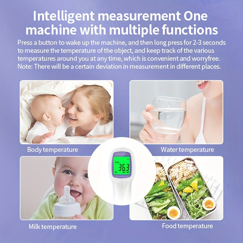 2-in-1 Digital Thermometer for Adults & Kids, Instant Accuracy & Fever Alarm - No Touch Forehead Thermometer for Baby (AAA Battery Not Included)