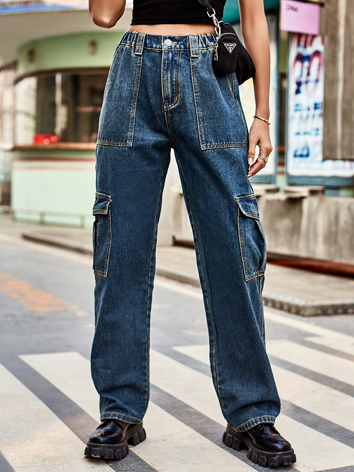 Straight Leg Cargo Jeans