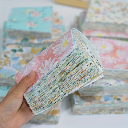 50pcs 10*10cm/3.9*3.9in Twill Pastoral Flowers And Plants Series Hundred Quilt DIY Patchwork