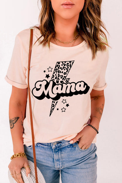 MAMA Lightning Graphic Round Neck Tee