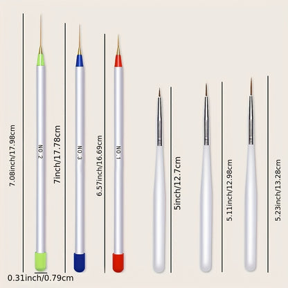 Ensemble de pinceaux de précision pour Nail Art, 6 pièces/paquet, stylos de conception à pointe Fine pour manucure Gel et UV à la maison ou en Salon 