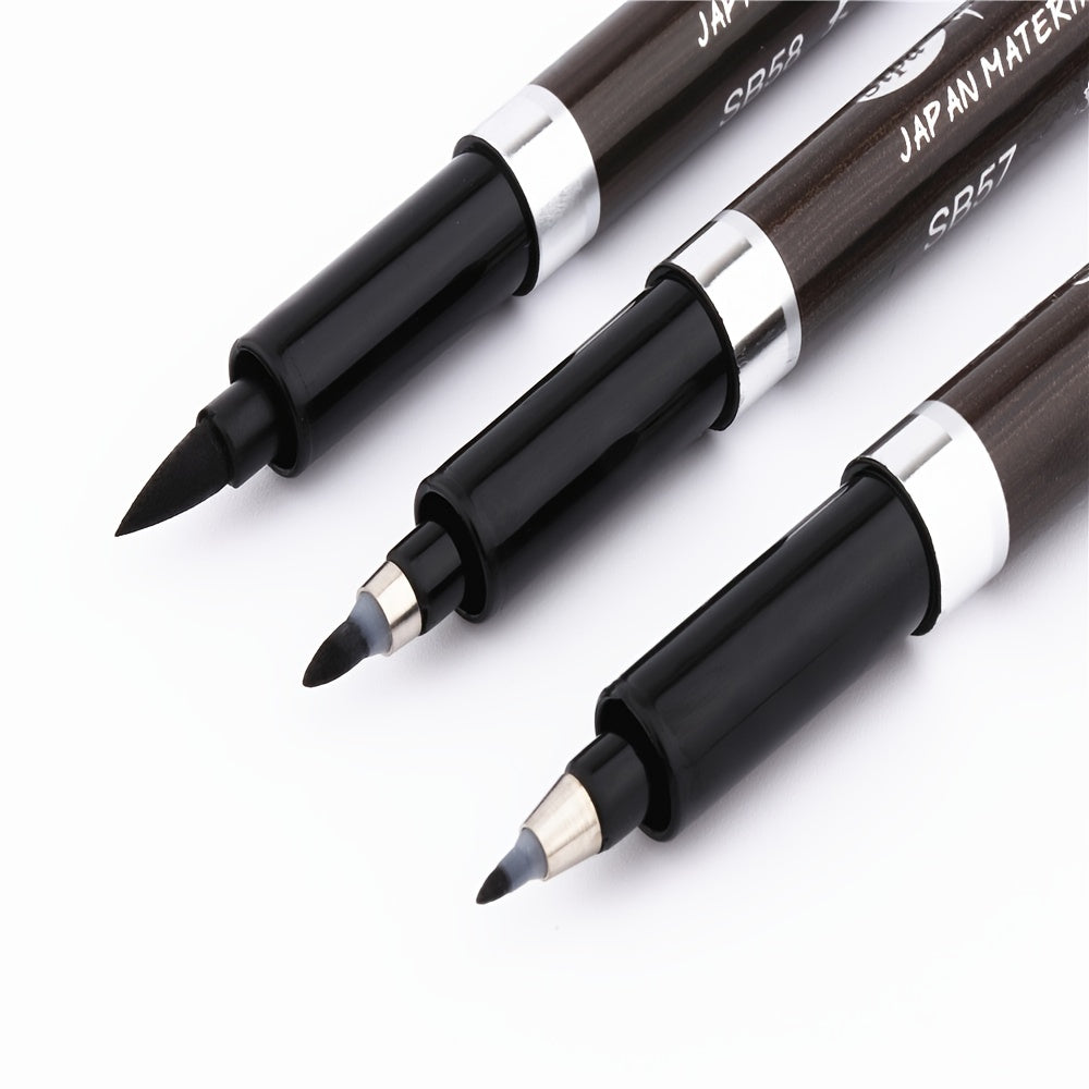 3pcs Black Durable Calligraphy Pens - Perfect for Small & Regular Scripts!