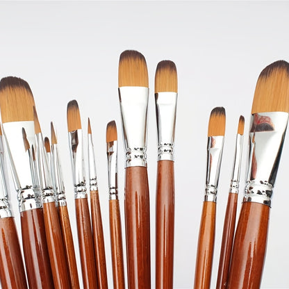 13pcs/Set Artist Filbert Shape Nylon Oil Paint Brush Set - Perfect for Professional Painting!