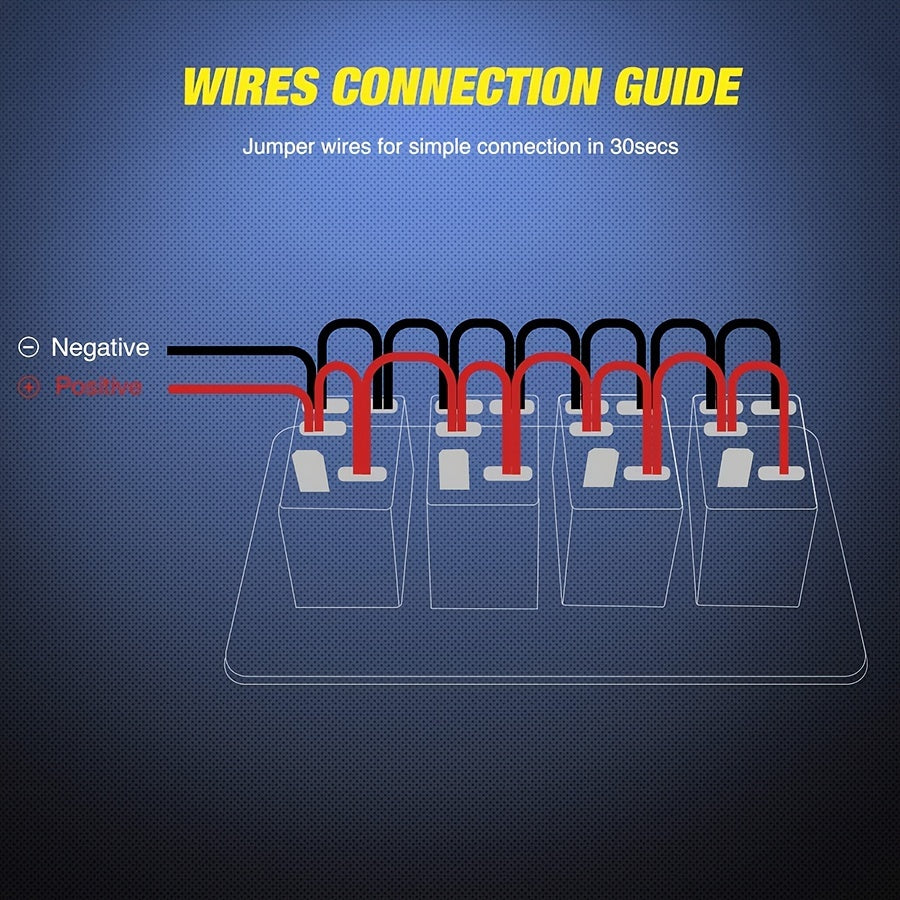 Upgrade Your Vehicle with a 4-Gang Aluminum Rocker Switch Panel - 5 Pin ON/Off Pre-Wired Rocker Switch with Blue Backlit - Perfect for Automotive, Marine, Boat, and RV!