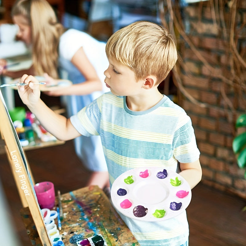 15pcs Durable White Plastic Paint Tray Palette for Kids and Students - Perfect for School Projects and Art Classes