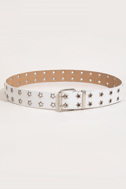 Double Row Star Grommet PU Leather Belt