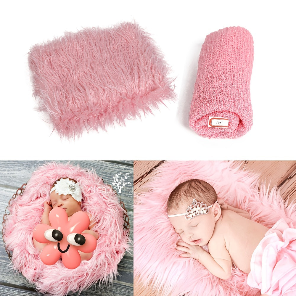 2pcs Baby Photo Wrap + Blanket 2-Piece Set Photography Props Baby Photo Studio Shoot Wrap