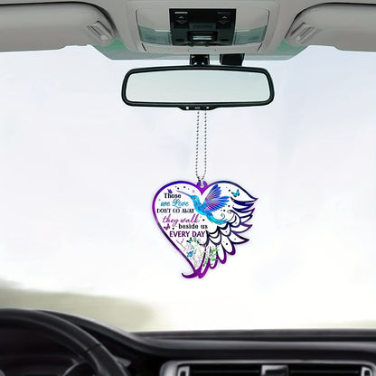 1pc Transparent Heart Keychain Pendant for Girls - Cute Bird Car Decoration and Backpack Accessory