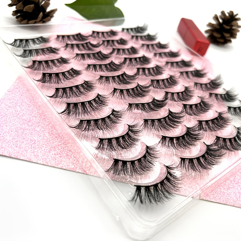 20 Pairs False Eyelashes 3D Faux Mink Lashes Natural Look Wispy Fake Eyelashes Fluffy Volume Long Thick Lashes