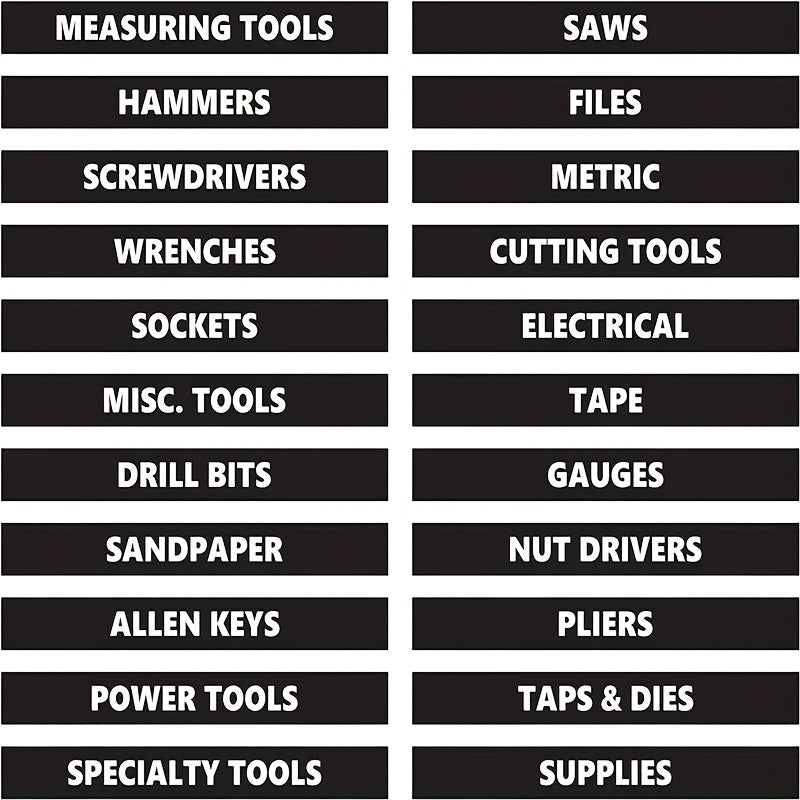 Étiquettes organisationnelles de la boîte à outils (22 pièces/ensemble) 