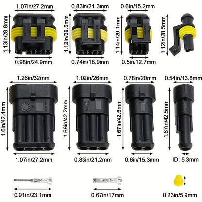 352pcs Waterproof HID Connectors - 1/2/3/4 Pin - Sealed Electrical Wire Plug for Car, Truck, and Harness - Durable and Reliable