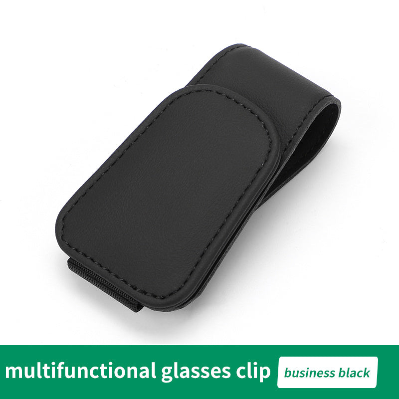 Upgrade Your Car Visor with This Magnetic Leather Sunglasses Holder - Keep Your Glasses & Tickets Secure!