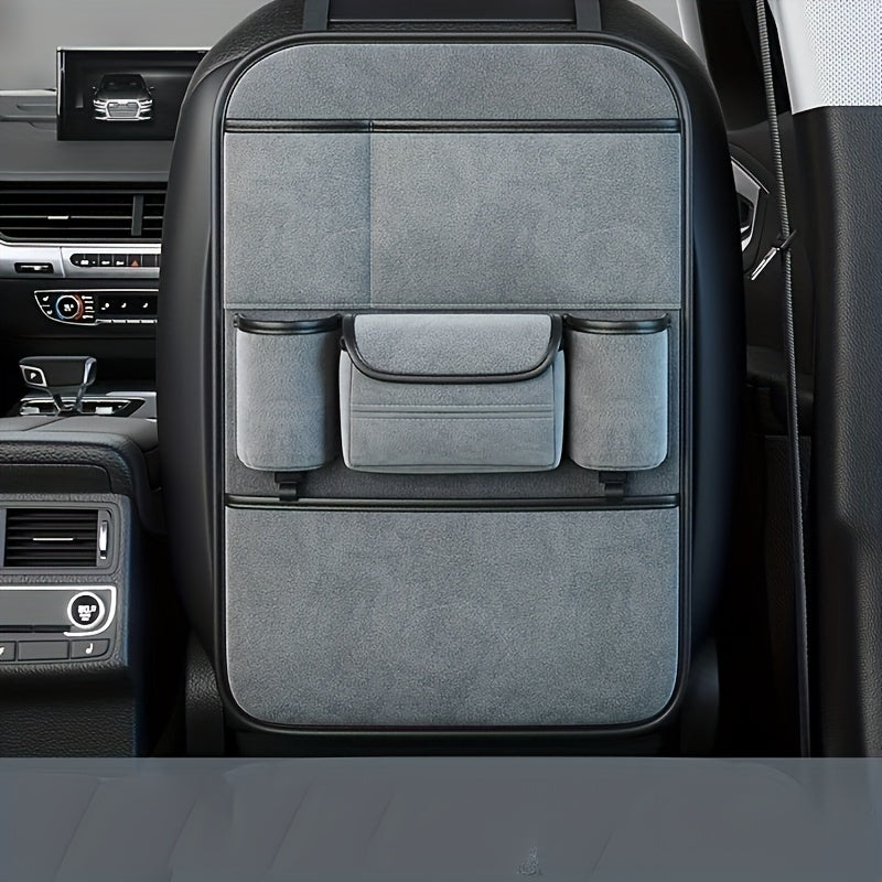 Upgrade Your Car with this Premium Car SeatBack Organizer - Kick Mats, Protector & Cup Holder!