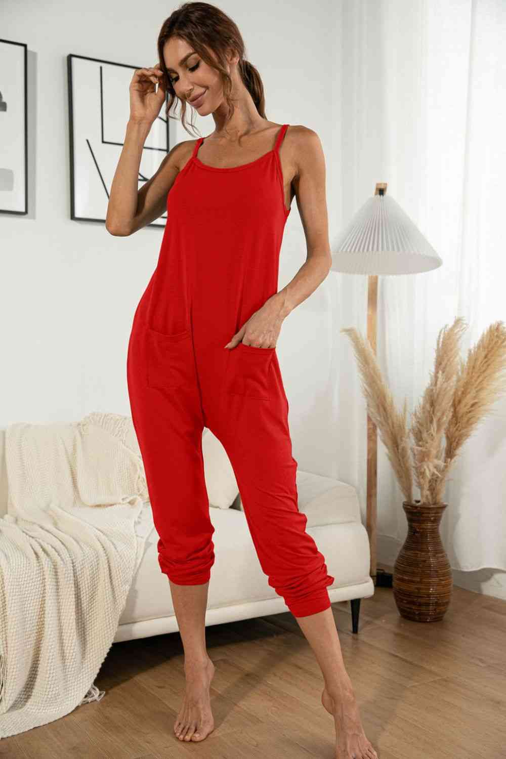 Spaghetti Strap Pocket Jumpsuit