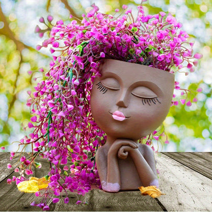 1pc Resin Creative Facial Vase: Perfect for Home, Office, and Garden Decorations!