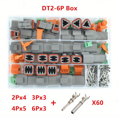 250pcs Deutsch DT Series Waterproof Wire Connector Kit - Automotive Sealed Plug With Pins Box - DT06-2/3/4/6S & DT04-2/3/4/6P