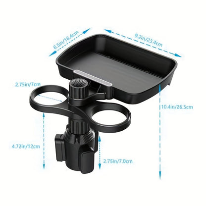 360° Adjustable Car Cup Holder Tray - Perfect for Organizing Drinks & Food on the Go!