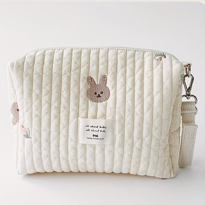 Stylish Embroidered Cotton Mummy Bag: Perfect for Storing Baby Essentials On-the-Go!