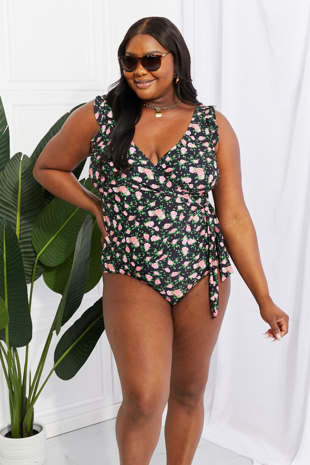 Marina West Swim - Une pièce flottante sur volants - Taille complète - Floral