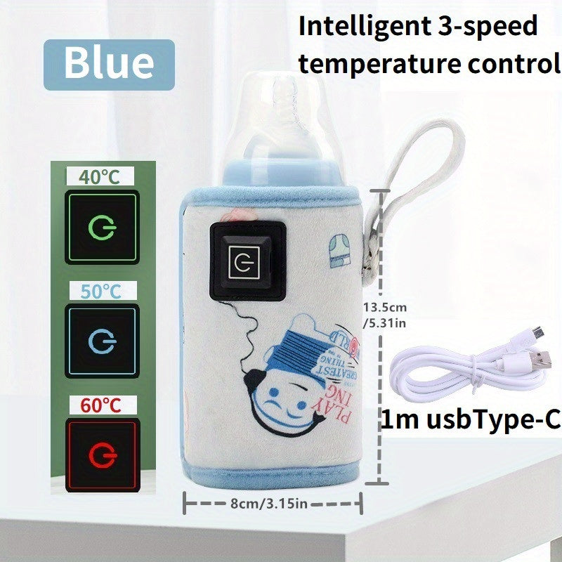 USB Cartoon Milk Warmers With Three Degrees Of Temperature Adjustment And Display, Portable Milk Bottle Insulation Sleeve At Home And Outdoors, Heated Constant Temperature Milk Bottle Sleeve