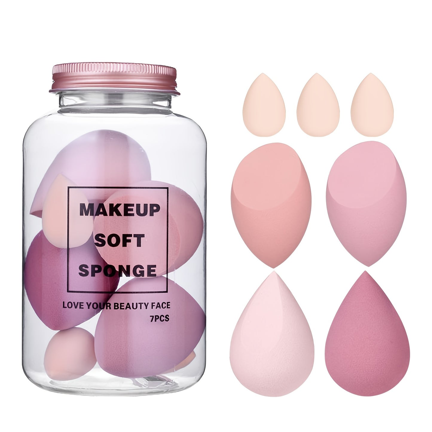 7-Piece Beauty Egg Set: Makeup Puff & Drift Bottle - Enhance Your Look!