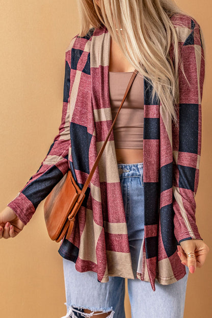 Plaid Open Front Cardigan