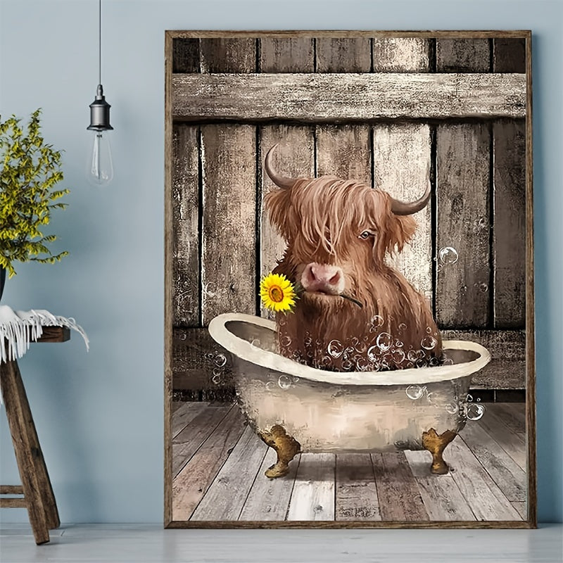 1pc Cute Cow Bubble Bath Diamond Painting Kit, 7.8*11.8in Adult Beginner DIY Painting, DIY Full Rhinestone Painting Picture Art Crafts, Used For Home Wall Art Decoration For Parents And Kids Family Time (Cow/Animal)