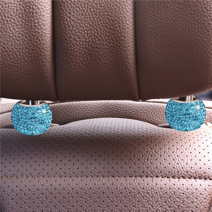 2pcs Shiny Rhinestone Car Seat Headrest Decoration Ring - Universal Fit for All Vehicles - Adds Luxury and Style to Your Interior