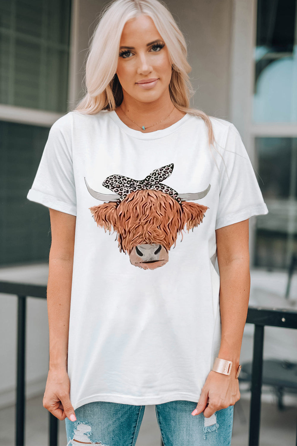 T-shirt à col rond avec motif animalier