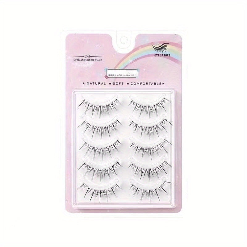 5 Pairs of Wavy False Eyelashes - Perfect for Manga & Anime Makeup & Beauty!