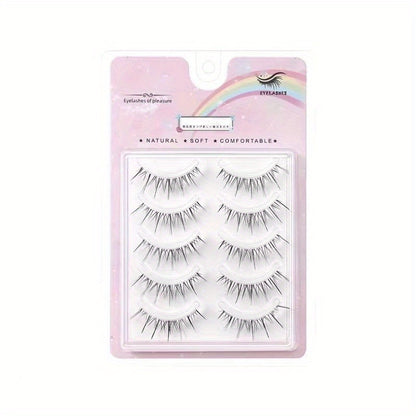 5 Pairs of Wavy False Eyelashes - Perfect for Manga & Anime Makeup & Beauty!