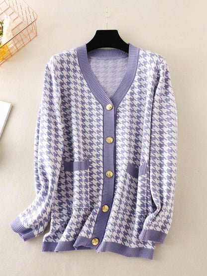 Houndstooth Button Down Cardigan