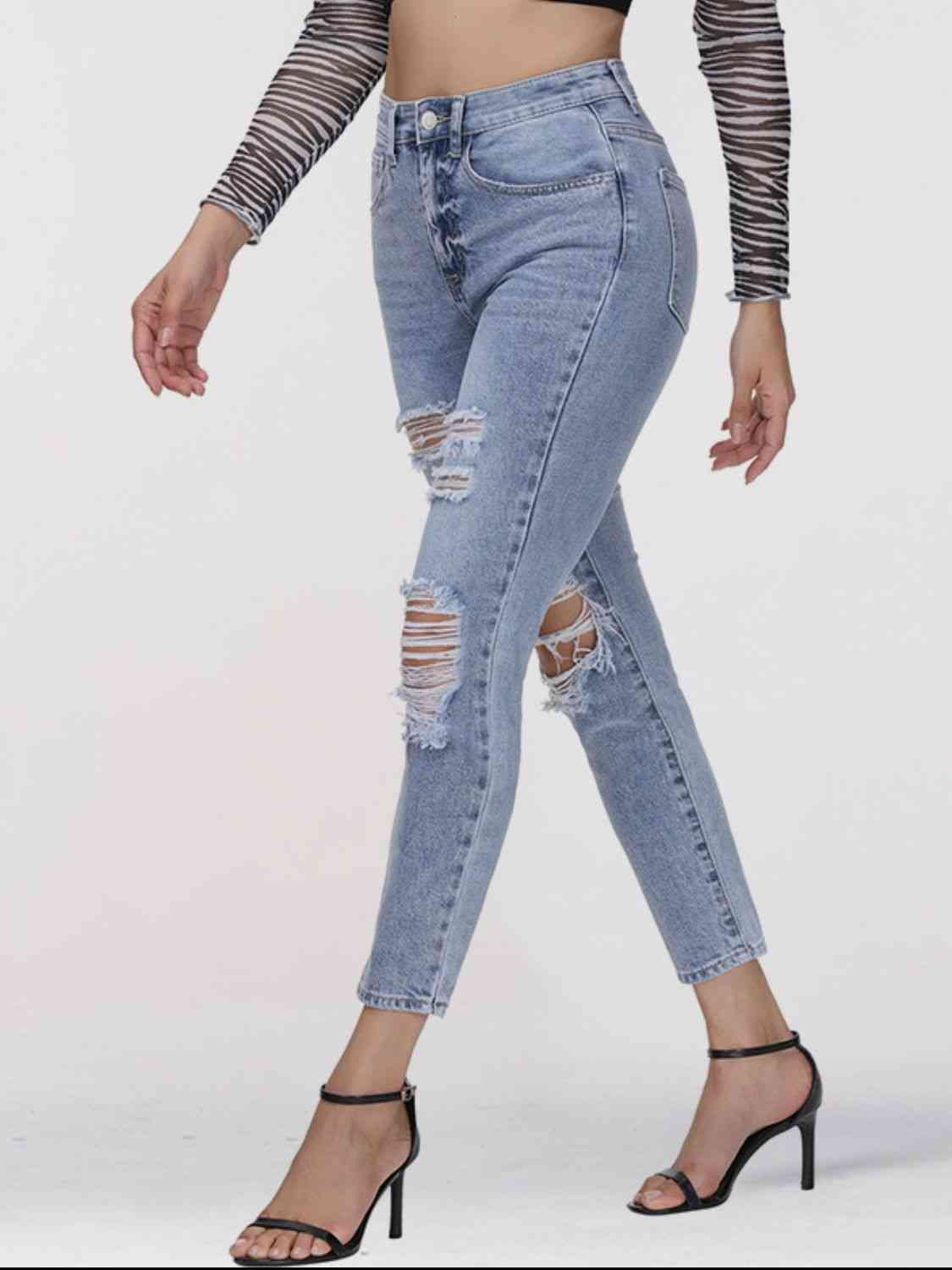 Jean skinny court effet vieilli