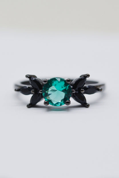 Bague feuille de Zircon bleu Paraiba naturel