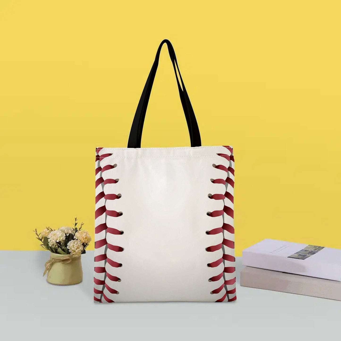 Super Bowl-Inspired Baseball Print Canvas Bag: Lightweight, Versatile Shopper Bag for Any Occasion