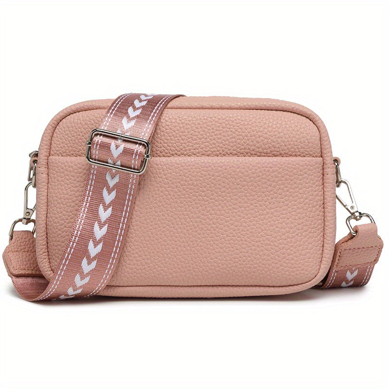 Sac à bandoulière carré tendance, sac à bandoulière à motif Litchi, sac à main à fermeture éclair en cuir PU pour femmes 